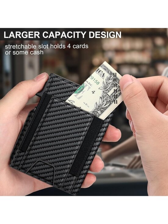 Amazon.com: Wallet for Men Wallet with Slim Pop Up Card  〽️Men Carbon Pop Up 9-13 Card Holder Bifold Minimalist Smart Wallet RFID Block